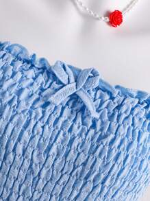 Teen Girls Fitted A-Line Ruffled Hem Tube Dress, Suitable For Summer - Blue - View 6