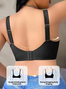 SHEIN 1 Áo ngực không dây cong liền mạch cỡ lớn cho nữ Áo ngực cỡ lớn hỗ trợ Áo ngực nén Áo ngực định hình Áo ngực che phủ toàn bộ, nâng ngực - màu đen - Xem 2