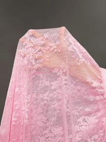 Cheriluna Maternity Vestido largo de maternidad de ajustado con encaje y red, perfecto para bautizo o fiesta de bebé - Rosa - Ver 7