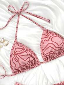 Swim Mod Đồ bơi hai mảnh in họa tiết cho kỳ nghỉ ở bãi biển - màu nâu - Xem 3