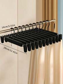 SHEIN 5/10pcs Pants Clips, Pants Hangers, Household & Clothing Store Clips, Painless, Non-Slip Skirt & Pants Hangers, Drying Racks - Black - View 2