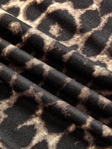 Rochie de vară pentru fete preadolescente, cu imprimeu leopard și crăpături la tiv, croială tubulară