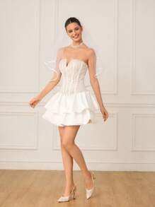 CUCCOO HITCHD 尖头细跟杏色蕾丝和网眼优雅婚礼派对女式高跟露背浅口鞋 - 杏色 - 查看 10