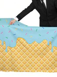 1pc Ice Cream Tablecloth, Plastic Table Cover For Ice Cream Party Supplies, Ideal Tablecloth For Birthday, Welcome Theme Parties, 54 X 108 Inches - Multicolor - View 8