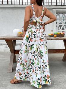 Breezaya Vestito casual con cintura in vita e stampa floreale, adatto per taglie comode, per vacanze, uso quotidiano e pendolarismo
