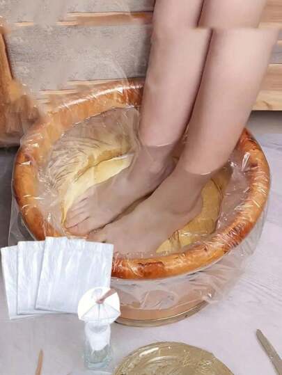 SHEIN 80PCS 25.5 * 21.7-Inch Foot Bath Bag, Disposable Foot Bath Liner Portable Shower Basin Bag, Plastic Foot Therapy Spa Bag, Thin Large Foot Bath Liner Hotel Home Disposable Foot Therapy Liner, Foot Care Tools, Foot Bath And Disposable Towels, Travel Foot Bath Bag (Color And Style Random)