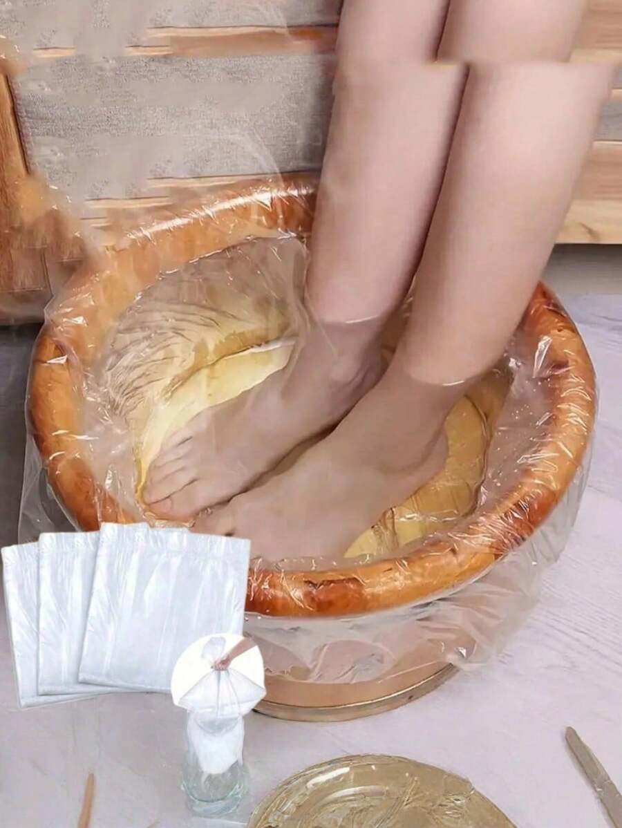 80PCS 25.5 * 21.7-Inch Foot Bath Bag, Disposable Foot Bath Liner Portable Shower Basin Bag, Plastic Foot Therapy Spa Bag, Thin Large Foot Bath Liner Hotel Home Disposable Foot Therapy Liner, Foot Care Tools, Foot Bath And Disposable Towels, Travel Foot Bath Bag (Color And Style Random) - Multicolor - View 1