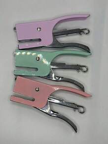 1 set di Spillatrice portatile in metallo colorato a macaron, potente spillatrice per confezioni da asporto, piccola spillatrice per ufficio, adatta per lauree e forniture scolastiche - Multicolore - Visualizzare 6