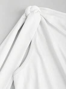 Sweetra Women's Bowknot Strap Shoulder Blouse - White - View 3