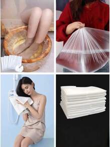 80PCS 25.5 * 21.7-Inch Foot Bath Bag, Disposable Foot Bath Liner Portable Shower Basin Bag, Plastic Foot Therapy Spa Bag, Thin Large Foot Bath Liner Hotel Home Disposable Foot Therapy Liner, Foot Care Tools, Foot Bath And Disposable Towels, Travel Foot Bath Bag (Color And Style Random) - Multicolor - View 8