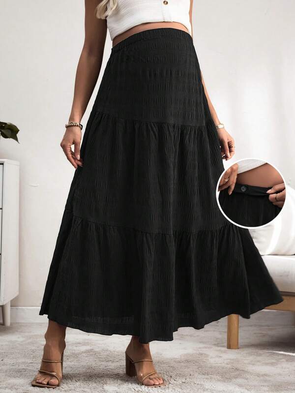 SHEIN Gonna lunga casual di colore unito per donne in gravidanza