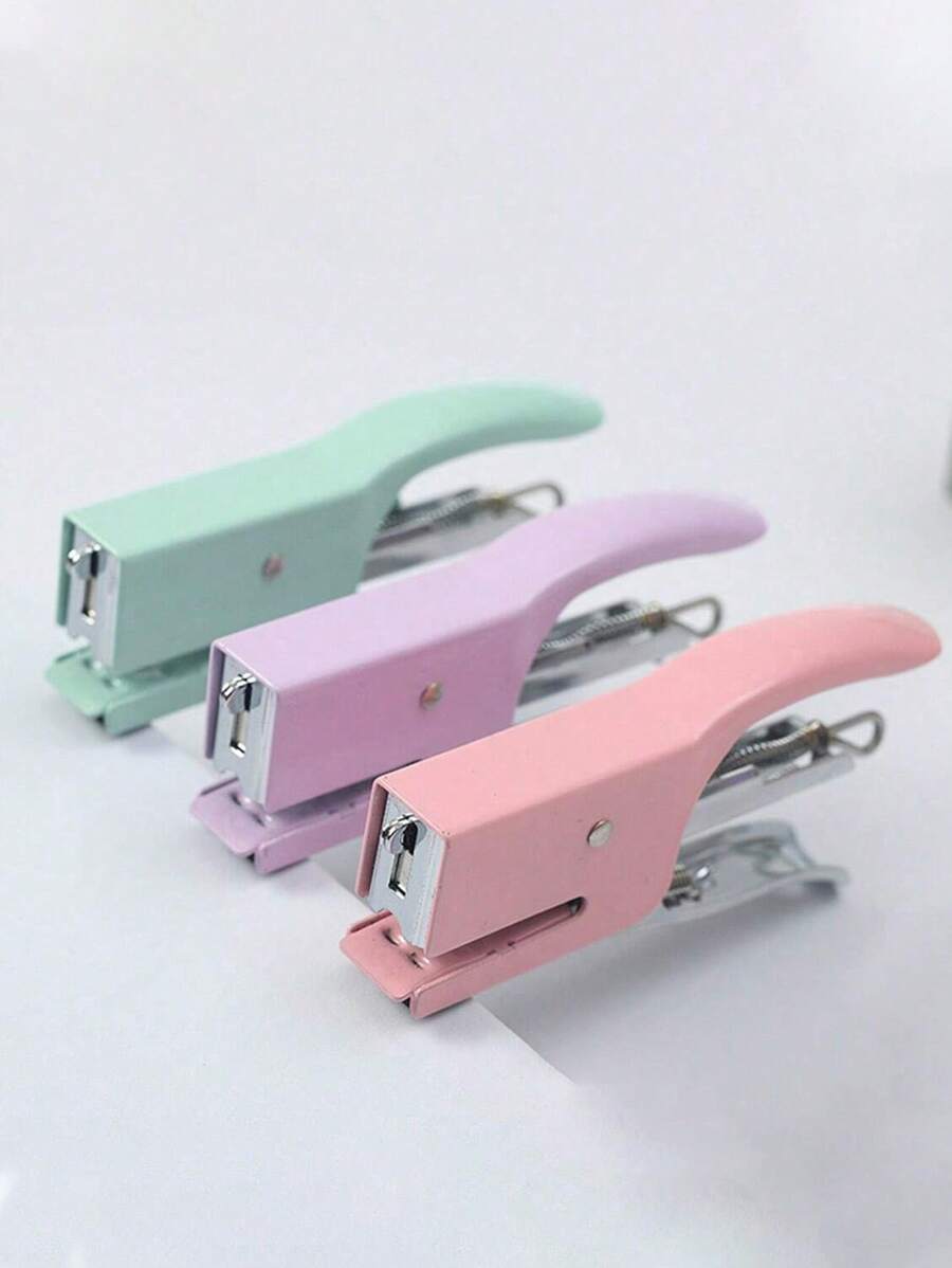 1 set di Spillatrice portatile in metallo colorato a macaron, potente spillatrice per confezioni da asporto, piccola spillatrice per ufficio, adatta per lauree e forniture scolastiche - Multicolore - Visualizzare 1