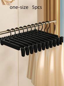 SHEIN 5/10pcs Pants Clips, Pants Hangers, Household & Clothing Store Clips, Painless, Non-Slip Skirt & Pants Hangers, Drying Racks - Black - View 4