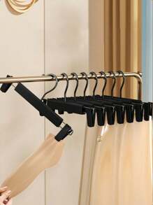 SHEIN 5/10pcs Pants Clips, Pants Hangers, Household & Clothing Store Clips, Painless, Non-Slip Skirt & Pants Hangers, Drying Racks - Black - View 6