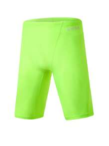 Manfinity KASUA Men's Fluorescent Green Elastic Waist Casual Swim Trunks - Mint Green - View 3