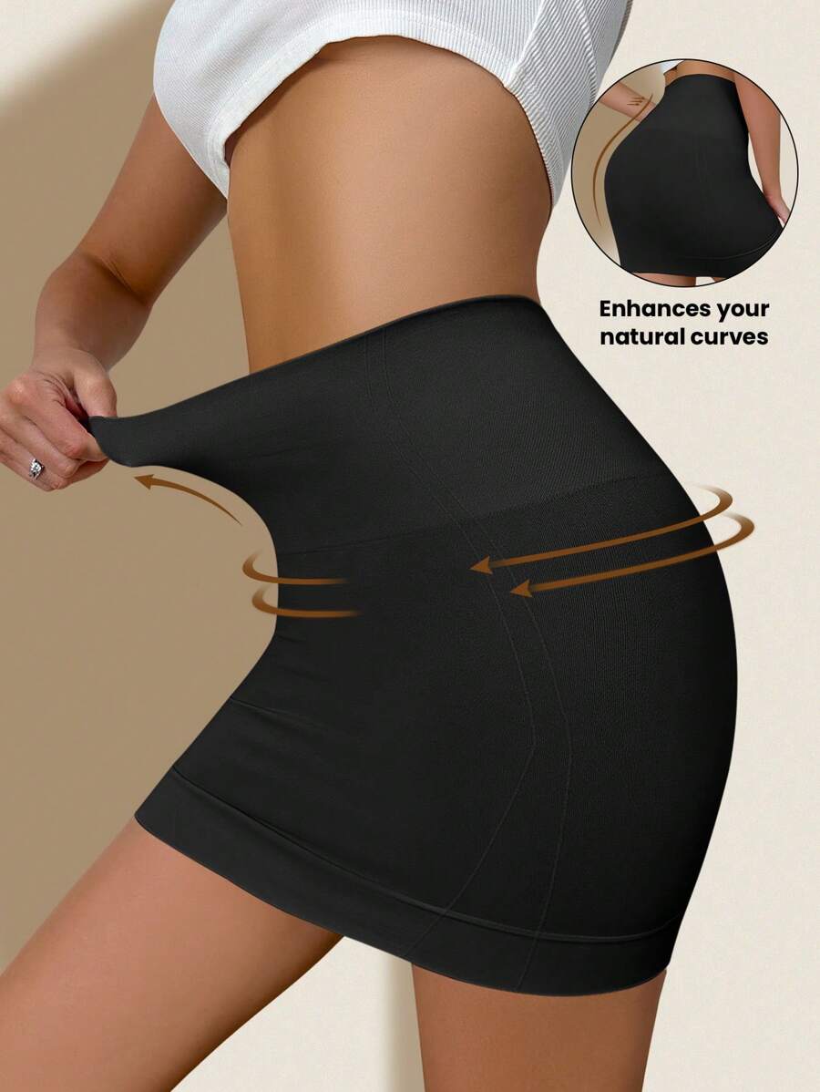 SHEIN 1pc Women's Seamless Shapewear, Waist And Abdomen Slimming Skirt - Black - View 1