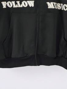 SHEIN 青少年男孩休闲夹克，外套，赛车英文图案印花，适合秋季，适合冬季，适合保暖，适合大学，适合家居