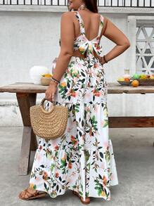 Breezaya Vestito casual con cintura in vita e stampa floreale, adatto per taglie comode, per vacanze, uso quotidiano e pendolarismo