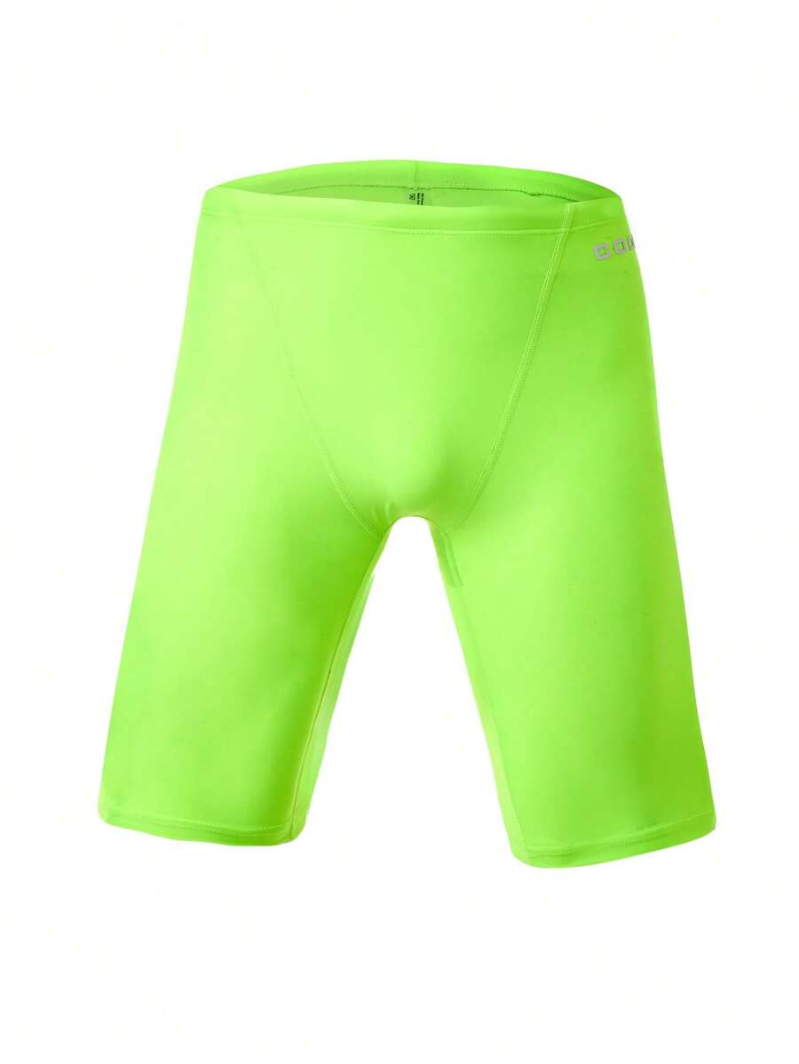 Manfinity KASUA Men's Fluorescent Green Elastic Waist Casual Swim Trunks - Mint Green - View 1