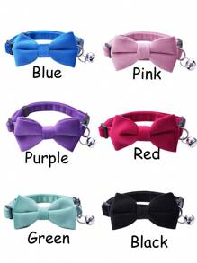 1pc Adjustable Suede Velvet Cat Collar With Bow & Bell - Soft Kitten Collars For Pets, Decorative Floral Choker Necklace Style Accessories