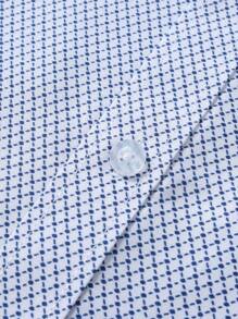 Manfinity Mode 男士单排扣常规款休闲长袖正装衬衫，适合通勤和商务，夏季男士浅蓝色衬衫商务休闲衬衫男士正装衬衫，适合秋季 - 藍白色 - 查看 5