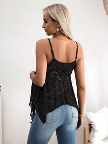 SHEIN Pregnant Women's Summer White Lace Asymmetric Hem Camisole