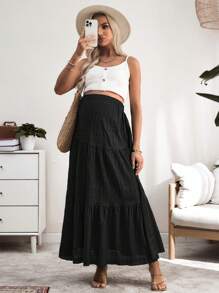 SHEIN Falda larga informal de unicolor para mujeres embarazadas