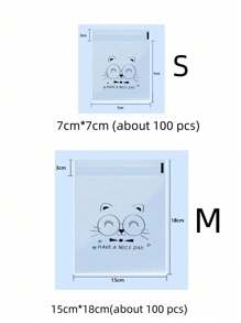 SHEIN 100个,可爱卡通透明自粘面包袋,豆沙菠萝袋烤切片吐司全麦面包自封包装,饼干袋学习用品食品袋食品盒适用于糖果巧克力曲奇饼等。 - 透明 - 查看 3