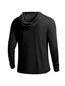 Manfinity KASUA Men's Coconut Tree & Letter Print Hooded Surf T-Shirt - Black - View 4