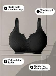 SHEIN 1 Áo ngực không dây cong liền mạch cỡ lớn cho nữ Áo ngực cỡ lớn hỗ trợ Áo ngực nén Áo ngực định hình Áo ngực che phủ toàn bộ, nâng ngực - màu đen - Xem 7