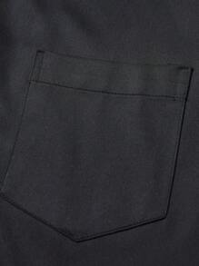 Manfinity Mode Camisa de manga corta informal de hombre a cuadros con parches - Negro - Ver 5