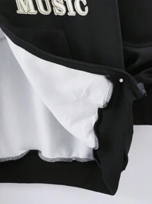 SHEIN 青少年男孩休闲夹克，外套，赛车英文图案印花，适合秋季，适合冬季，适合保暖，适合大学，适合家居