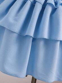 Teen Girls Fitted A-Line Ruffled Hem Tube Dress, Suitable For Summer - Blue - View 7