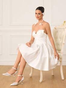 CUCCOO HITCHD Women's White Lace & Mesh Pointed Toe Transparent Crystal High Heel Pumps,Suitable For Wedding, Party' - White - View 11