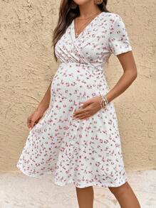 SHEIN Maternity Ditsy Floral Short Sleeve Nursing Casual Dress Maternity Summer Dresses Maternity Dresses For Summer Summer Maternity Dress Maternity Dress Pregnancy