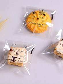 SHEIN 100个,可爱卡通透明自粘面包袋,豆沙菠萝袋烤切片吐司全麦面包自封包装,饼干袋学习用品食品袋食品盒适用于糖果巧克力曲奇饼等。 - 透明 - 查看 6