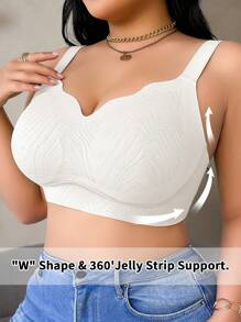 Biustonosz bezszwowy bez fiszbin, duży rozmiar, jednolity kolor, zaokrąglony dół, damski, unoszący