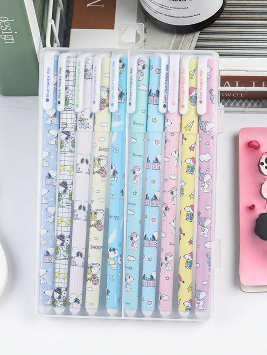 10 支装卡通图案中性笔 重返校园 - 彩色 - 查看 1