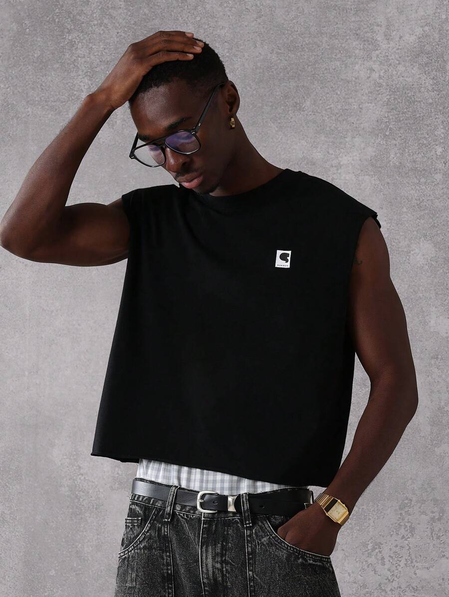 SUMWON Áo ba lỗ không tay thường ngày tập thể dục cơ bắp cơ bản thoải mái phong cách đường phố hiện đại trang phục đô thị thiết yếu lễ hội mùa hè - màu đen - Xem 1