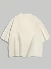 ROMWE MEN Street Life Camiseta de manga corta holgada de tela jacquard de unicolor casual para hombre, verano