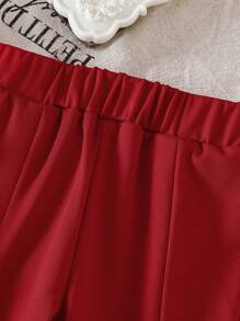 SHEIN 2pcs/Set Baby Girls 2025 Summer New Sleeveless Top + Red Casual Pants - Red - View 5