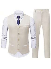 Manfinity Mode Ensemble veste et pantalon de costume d'affaires décontracté pour homme