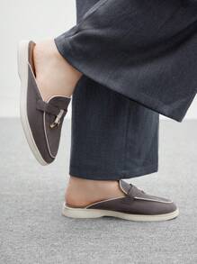CUCCOO BIZCHIC 女士金属装饰休闲平底乐福鞋 - 灰色 - 查看 5