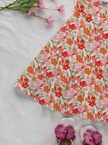 Soleia Vestido casual de mujer de cuello en V con abertura, espalda abierta y bajo con volantes, adecuado para el verano y las vacaciones - Multicolor - Ver 6