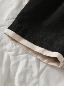 小男孩字母印花松紧腰宽松休闲短裤 - 黑色 - 查看 6