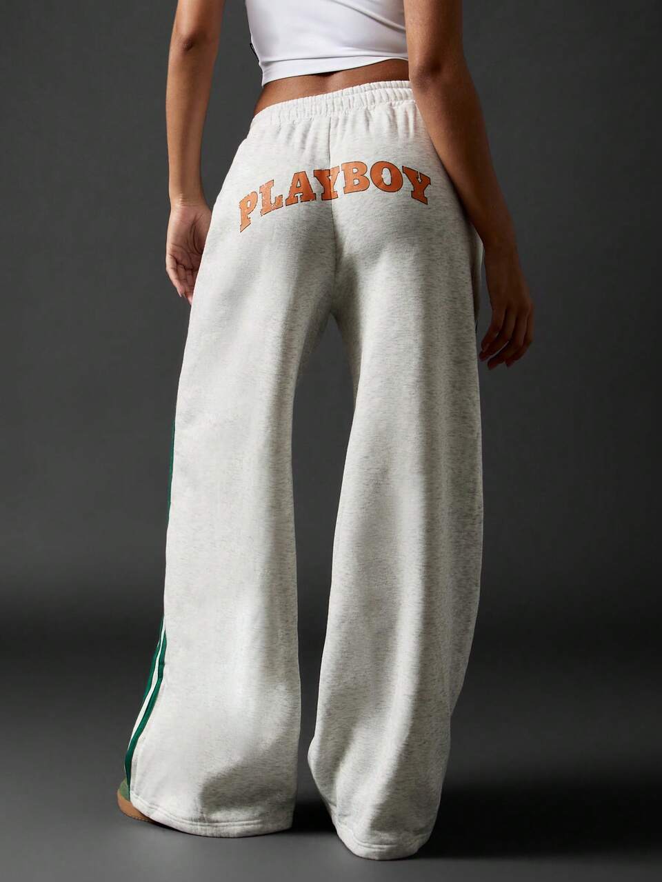 Missguided x Playboy 와이드 레그 드로스트링 플리스 스웨트팬츠