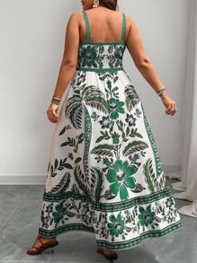 SHEIN Clasi 大码女式节日花卉印花休闲无袖连衣裙