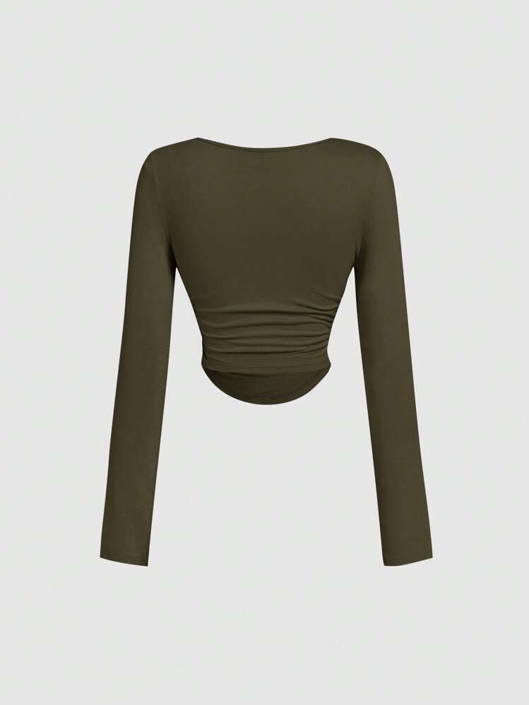 Women Two-Piece Outfits - Army Green - View 6