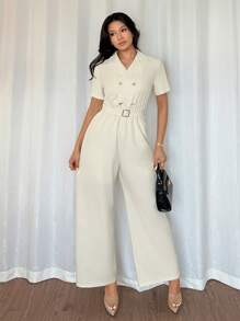 Islaluna Summer New Fashion, Foreign Style, High-End Sense Of Thinness, Suit Collar Women's Jumpsuit, Women's Elegant Jumpsuit, Summer Women's Jumpsuit