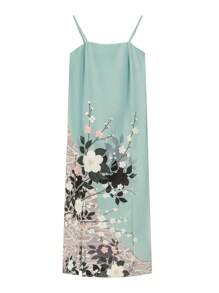 Irokai Japanese Women Traditional Print Kimono Yukata Pajamas, Summer Festival Japanese Women's Traditional Floral Print Green Yukata Bowknot Yukata (Modified Japan Style Kimono Robe), Easy Wearing